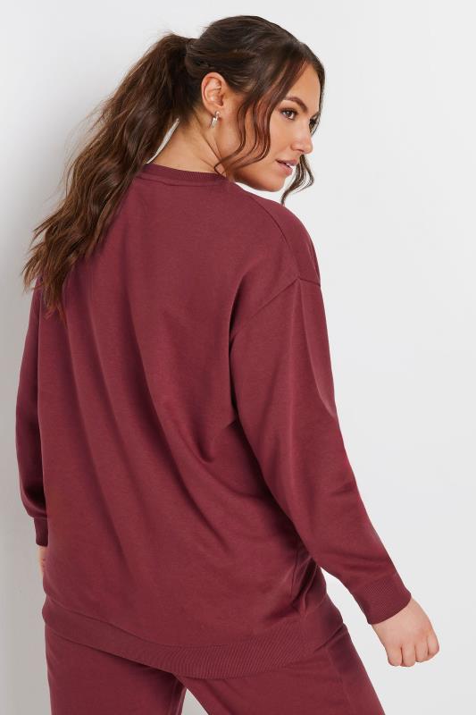 YOURS Plus Size Washed Red Crew Neck Sweatshirt | Yours Clothing 3