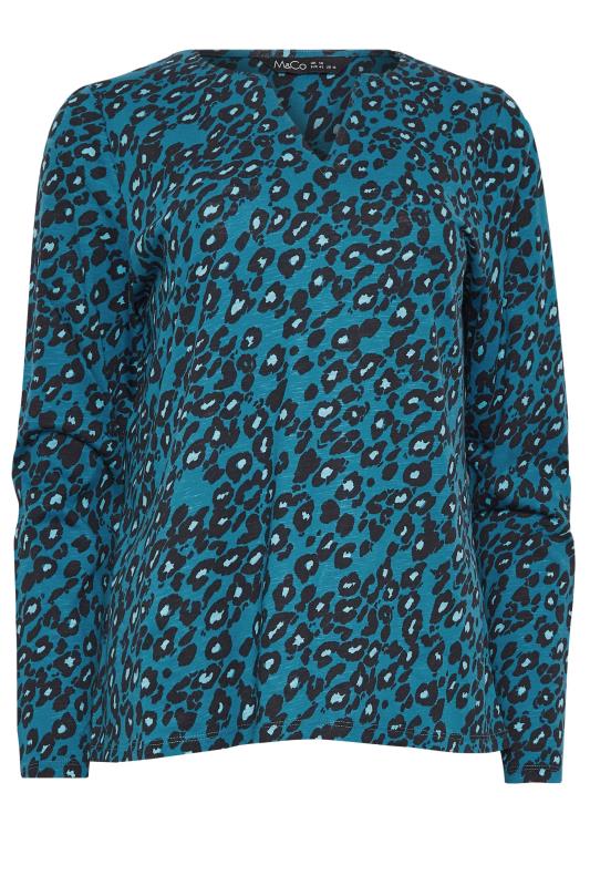 M&Co Blue Animal Print Notch Neck Cotton T-Shirt | M&Co 6