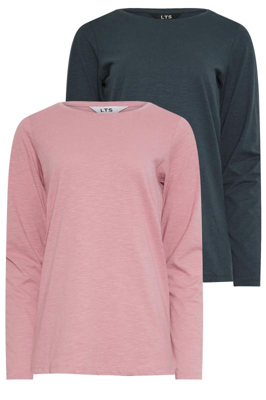 LTS Tall 2 Pack Navy Blue & Pink Long Sleeve T-Shirt | Long Tall Sally 6