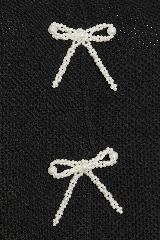 YOURS Plus Size Black Pearl Bow Front Through Cardigan 7