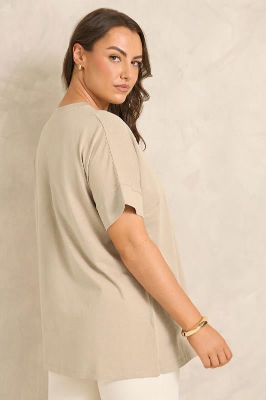 EVANS Plus Size Natural Brown Pure Cotton T-Shirt | Evans 2