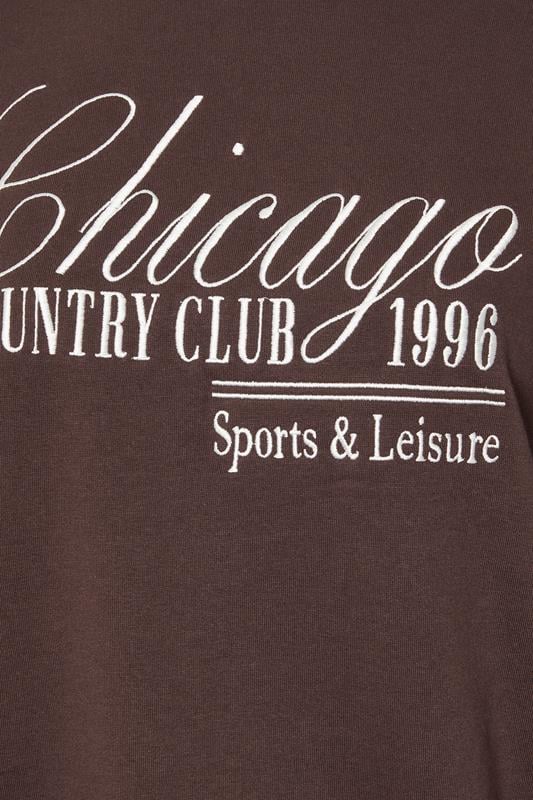 YOURS Plus Size Brown 'Chicago' Slogan Sweatshirt | Yours Clothing  6