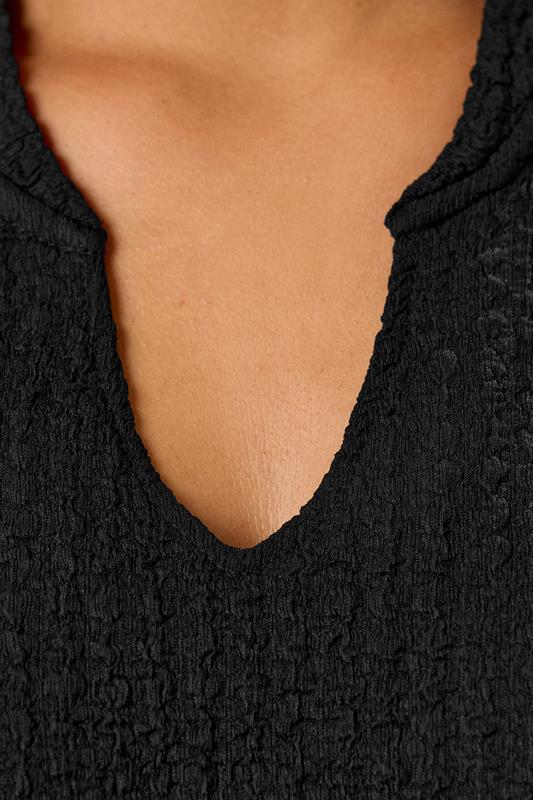 YOURS Plus Size Black Belted Textured Tunic Top | Yours Clothing 4