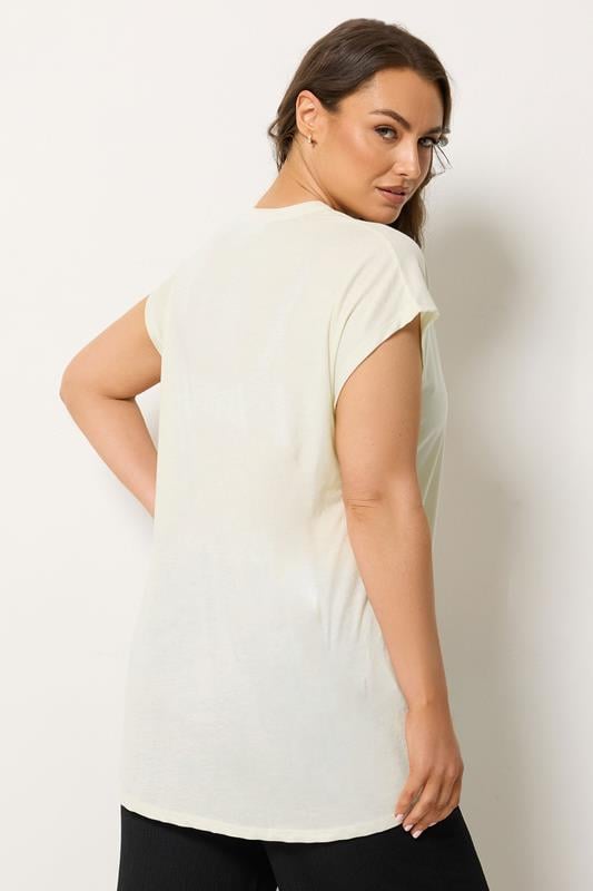 YOURS Plus Size Ivory White Notch Neck T-Shirt | Yours Clothing 2