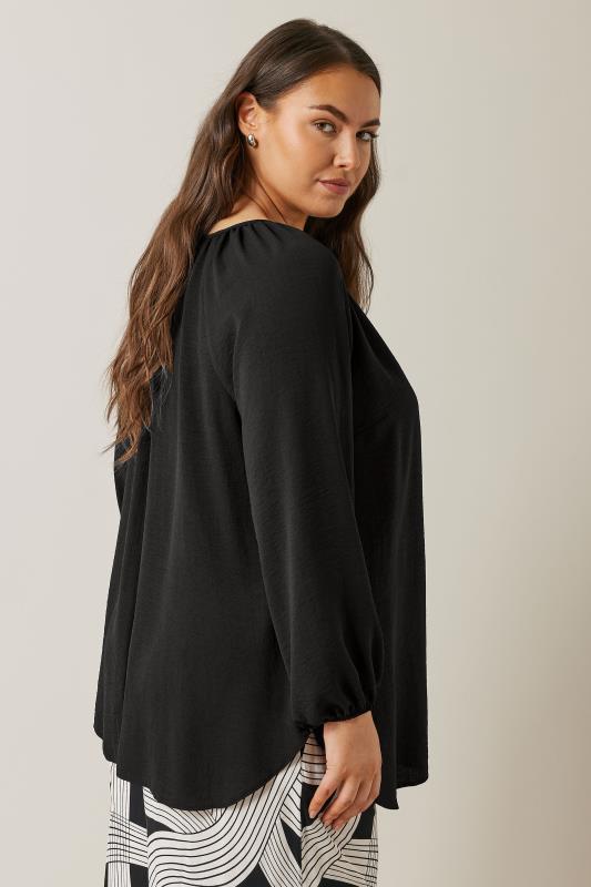 EVANS Plus Size Black Button Front Long Sleeve Blouse | Evans 3