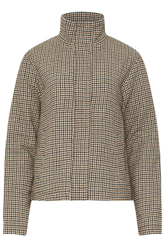 LTS Tall Brown Check Funnel Neck Coat | Long Tall Sally 6