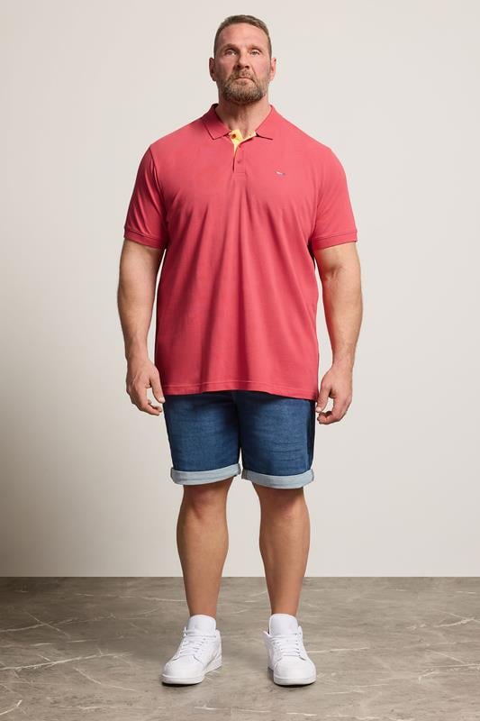 BadRhino Big & Tall Pink & Yellow Contrast Short Sleeve Polo Shirt | BadRhino 1