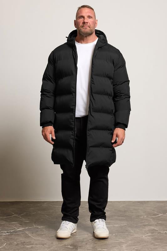 BadRhino Big & Tall Black Seamless Longline Puffer Jacket