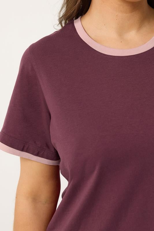 YOURS Plus Size Purple Contrast Trim T-Shirt | Yours Clothing 4