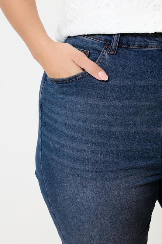YOURS Plus Size Mid Blue Turn Up Denim Shorts | Yours Clothing 4