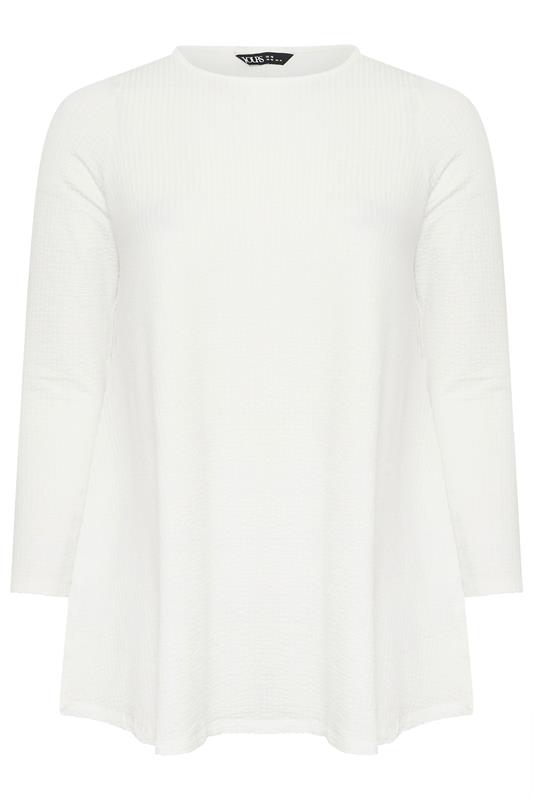 YOURS Curve White Long Sleeve Ribbed T-Shirt | Yours Clothing 5