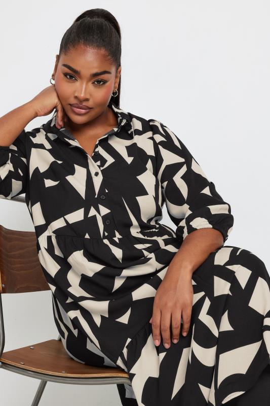 YOURS Plus Size Black & White Abstract Print Shirt Dress | Yours Clothing  4