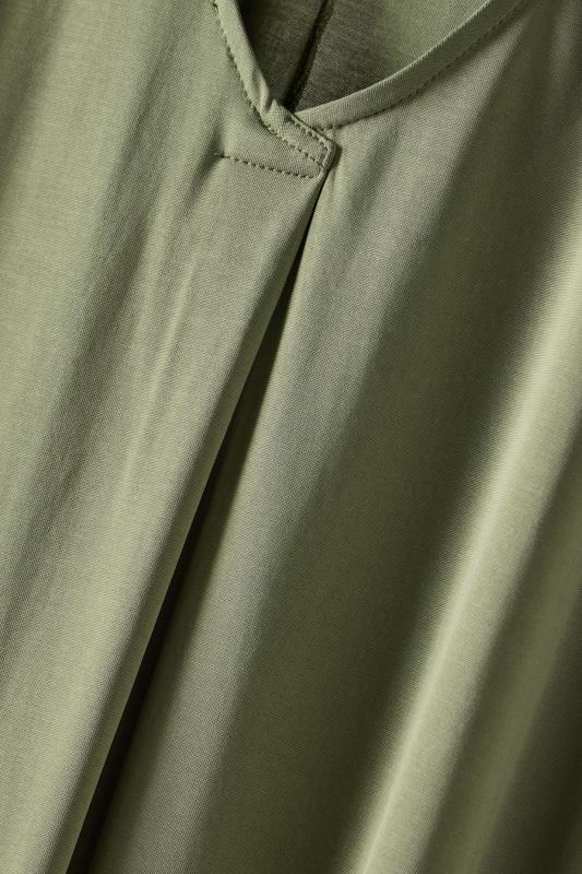 EVANS Plus Size Khaki Green Pleat Front Modal Rich Top | Evans 8