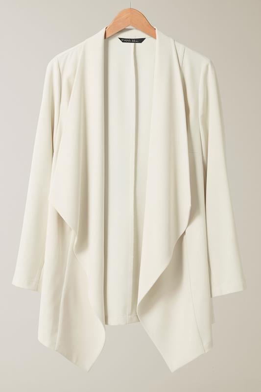 EVANS Plus Size Ivory White Occasion Waterfall Jacket | Evans 1
