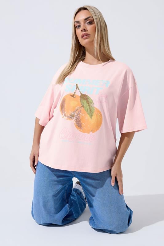LIMITED COLLECTION Curve Pink 'Summer Spirit' Slogan T-Shirt