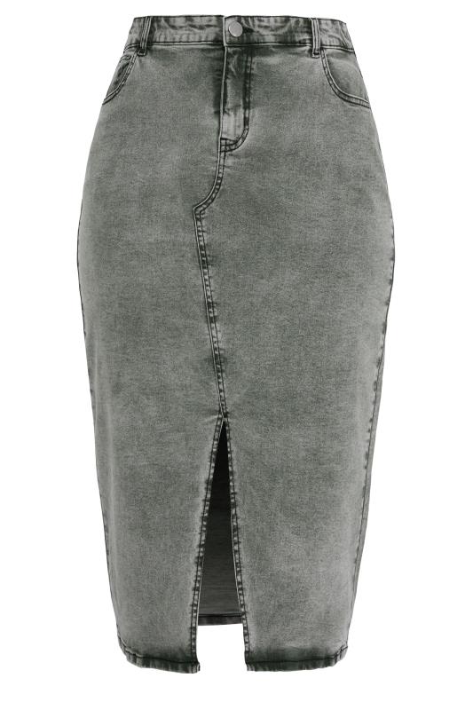 YOURS Plus Size Grey Acid Wash Denim Midaxi Skirt | Yours Clothing 5