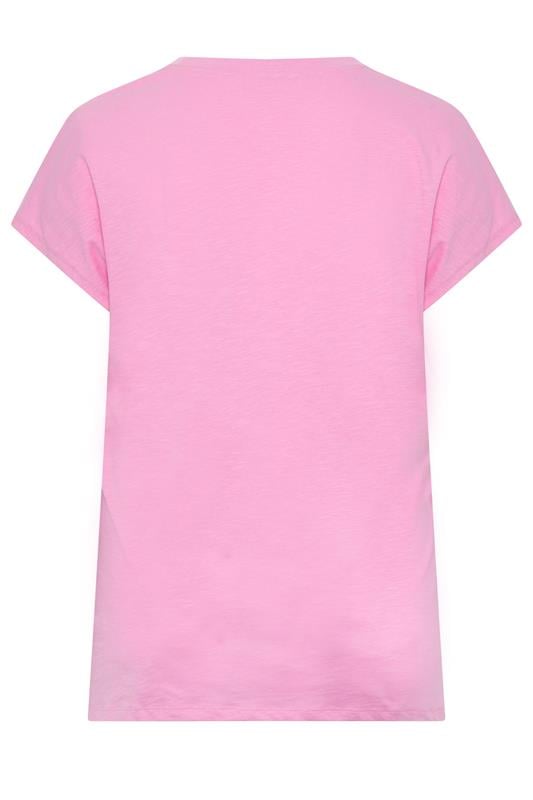 YOURS Plus Size Pink Stud Grown-On Sleeve T-Shirt | Yours Clothing 6