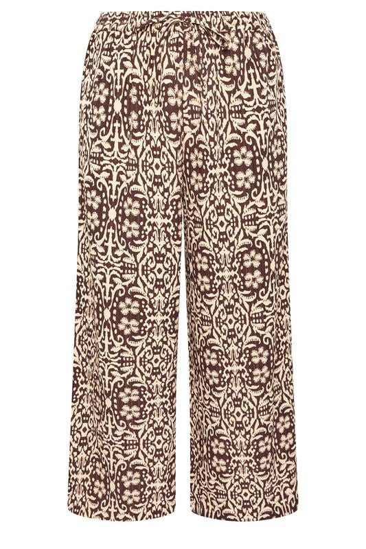 LIMITED COLLECTION Plus Size Brown Abstract Wide Leg Trousers | Yours Clothing 5