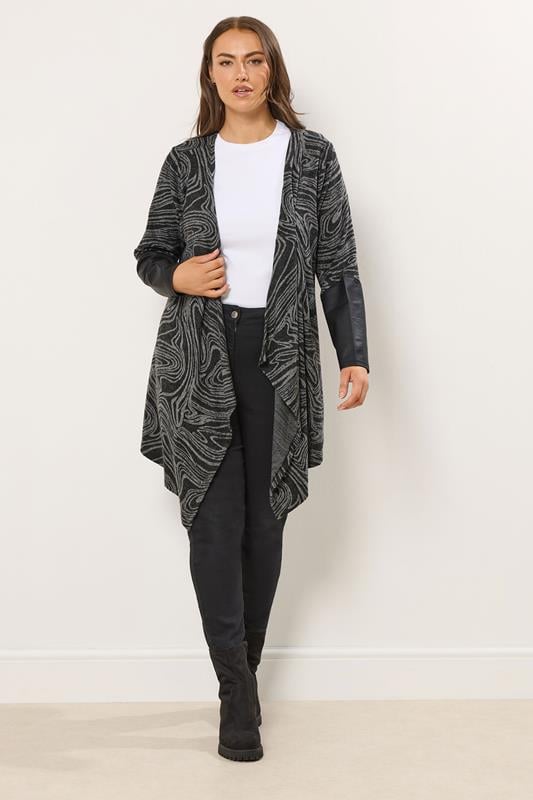 Plus Size  YOURS Curve Abstract Grey Soft Touch Cardigan