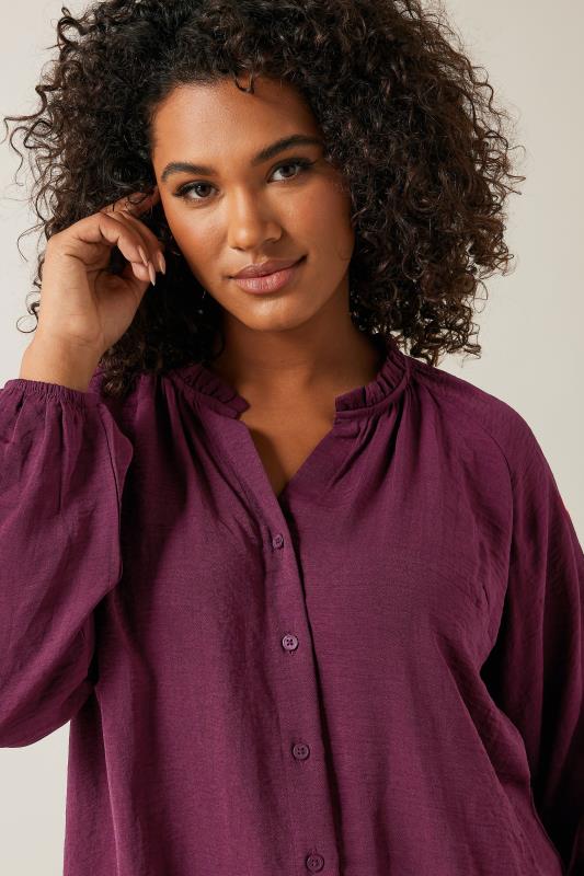 EVANS Plus Size Burgundy Red Frill Neck Blouse | Evans 4