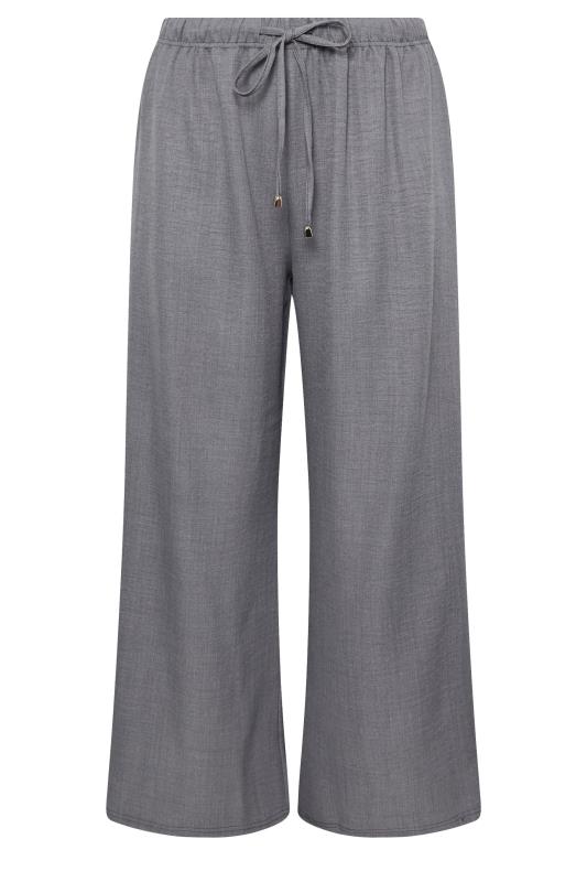 YOURS Plus Size Grey Wide Leg Trousers | Yours Clothing  5