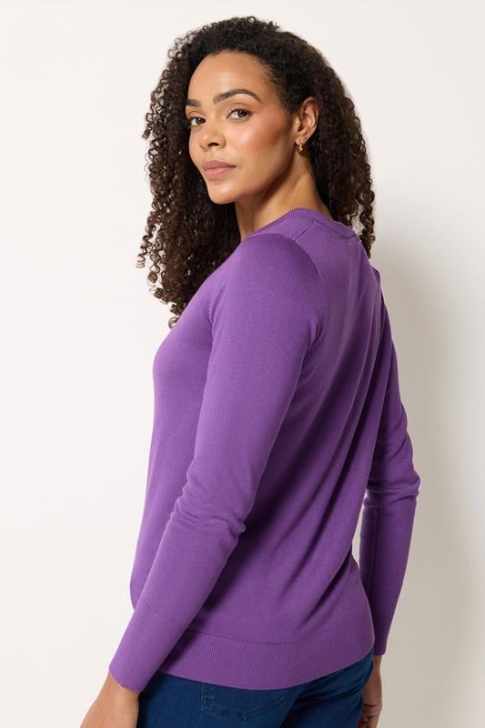 M&Co Purple V-Neck Long Sleeve Jumper | M&Co 2