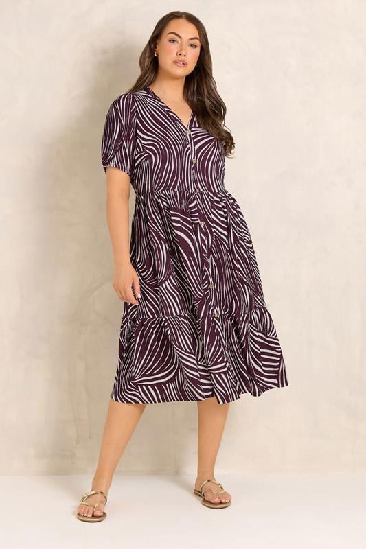 EVANS Plus Size Berry Red Button Through Dress | Evans 1