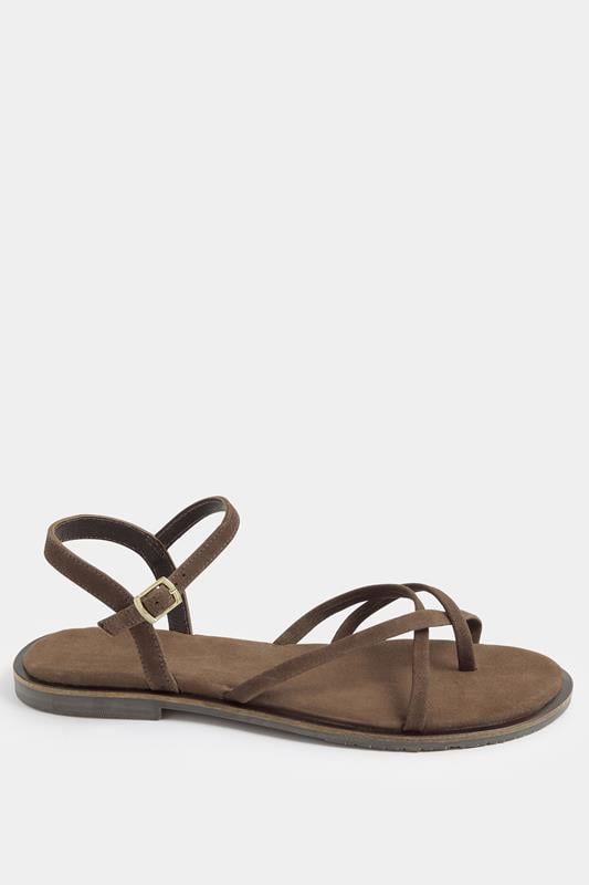 LTS Brown Cross Strap Sandals In a Standard Fit | Long Tall Sally 4