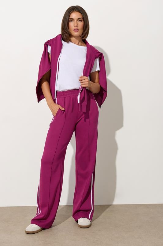 LTS Tall Red Contrast Stripe Wide Leg Trousers | Long Tall Sally 1