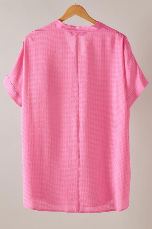 EVANS Plus Size Pink Woven Check Blouse | Evans  6