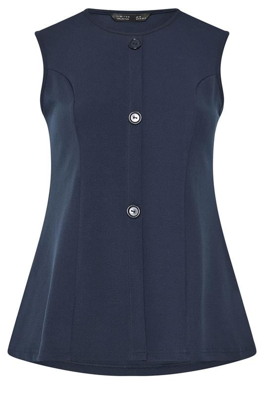 LIMITED COLLECTION Plus Size Navy Blue Seam Detail Waistcoat | Yours Clothing 5