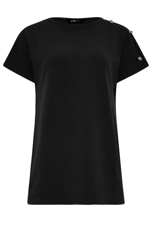 LTS Tall Black Shoulder Button Detail Top | Long Tall Sally 5