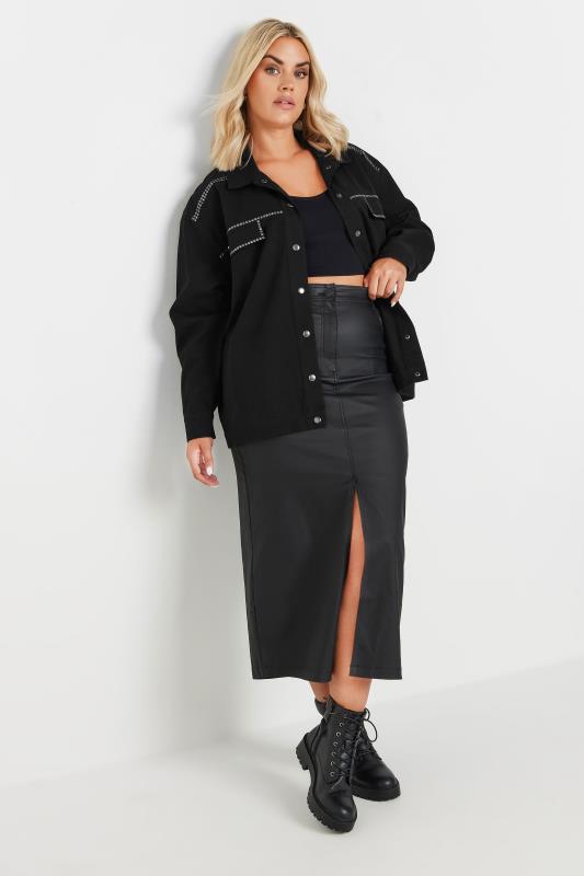 LIMITED COLLECTION Plus Size Black Stud Embellished Overshirt | Yours Clothing  5