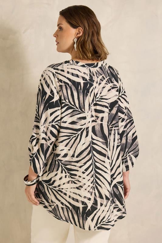 EVANS Plus Size Black Mono Palm Print Top | Evans 5