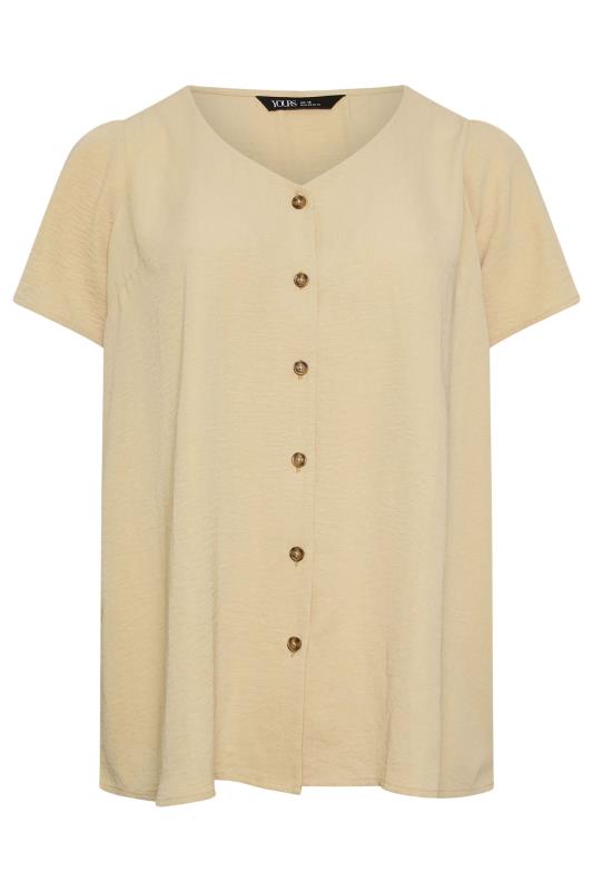 YOURS Plus Size Natural Brown Button Up Blouse | Yours Clothing  6