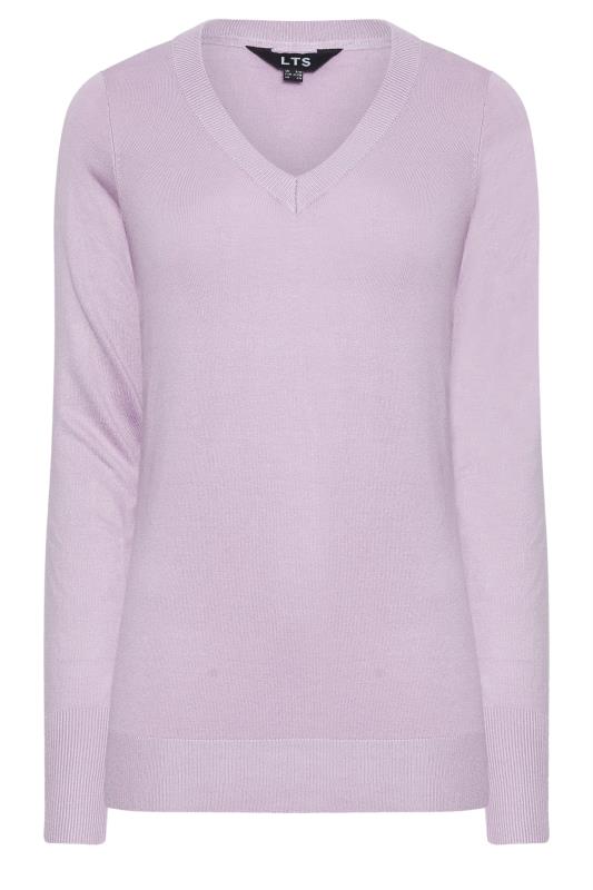 LTS Tall Lilac Purple V-Neck Jumper | Long Tall Sally  4