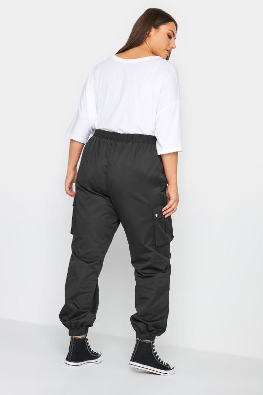 YOURS Curve Black Cuffed Cargo Trousers | Yours Clothing 3