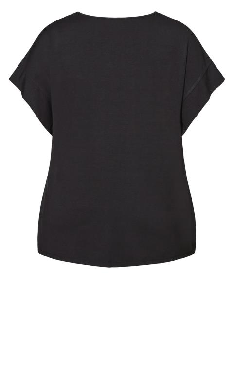 Evans Black Floral Sheer Shoulder T-Shirt 6
