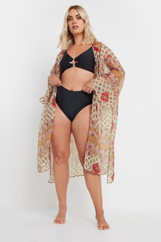 YOURS Plus Size Red Paisley Print Beach Shirt | Yours Clothing 1