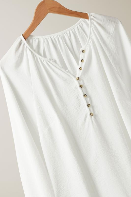 EVANS Plus Size White Button Front Long Sleeve Blouse | Evans 6