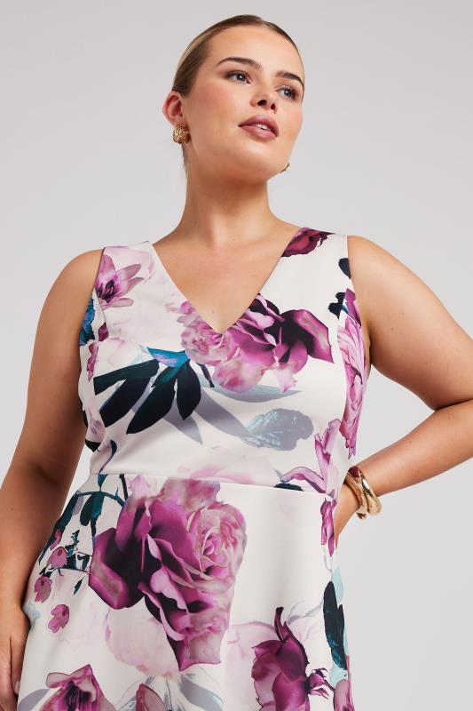 YOURS LONDON Plus Size Pink Floral Print Peplum Top | Yours Clothing 4