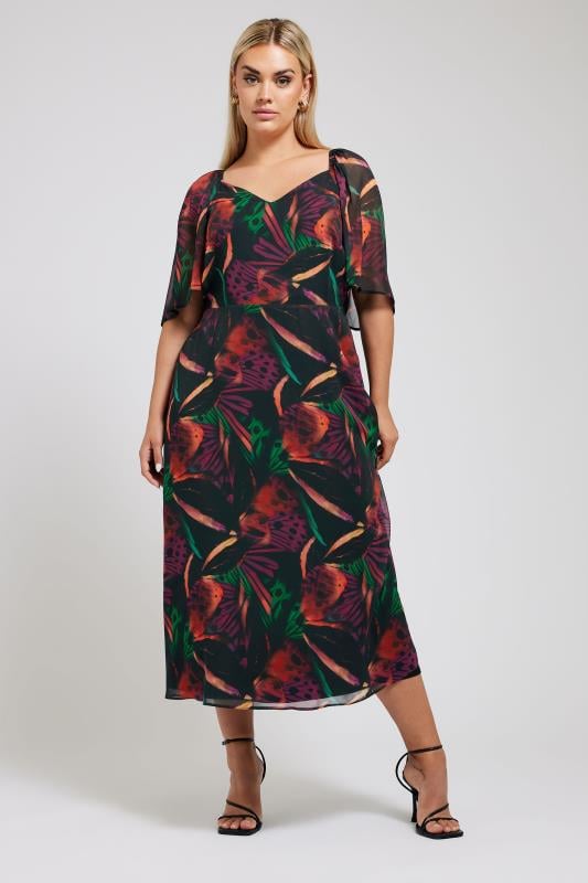 Plus Size  YOURS LONDON Curve Black Butterfly Print Maxi Dress