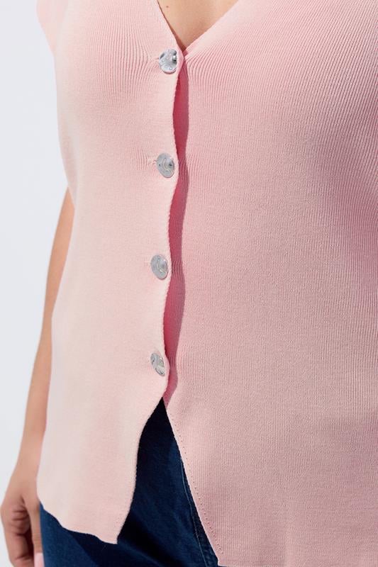 LIMITED COLLECTION Plus Size Light Pink Short Sleeve Knitted Top | Yours Clothing 4