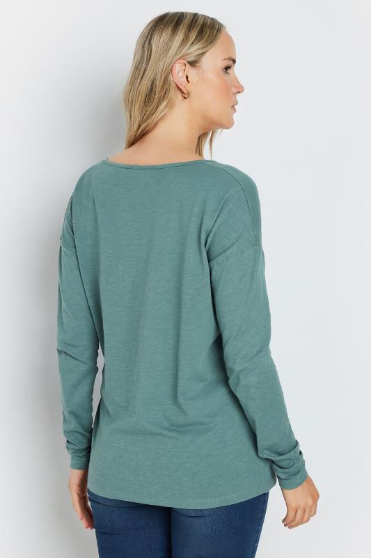 LTS Tall Teal Blue V-Neck Cotton T-Shirt | Long Tall Sally 3