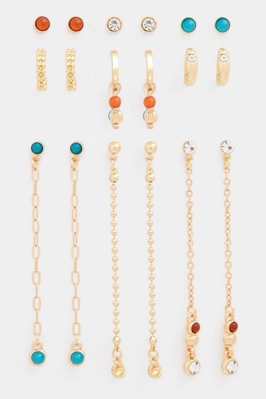 YOURSET 9 PACK Gold Tone Mixed Earrings Set