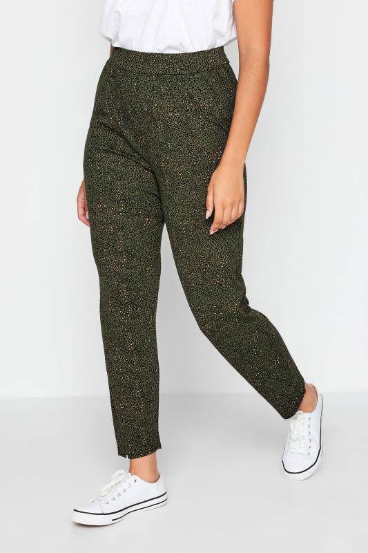 Women's  M&Co Khaki Green Animal Print Harem Trousers