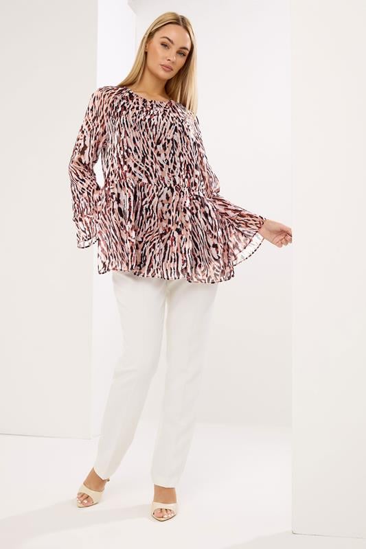 STAR Orange Abstract Frill Sleeve Blouse | StarByJM 1