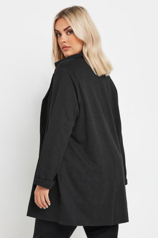 YOURS Plus Size Black Textured Blazer | Yours Clothing  3