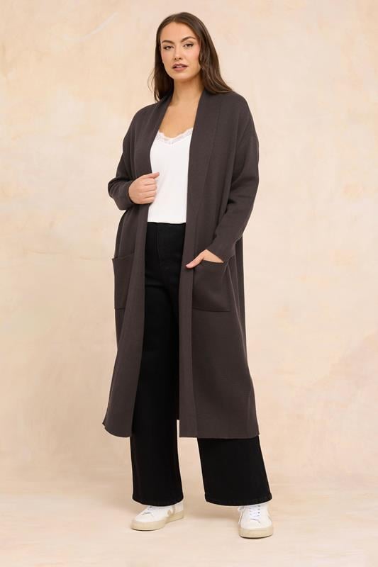 EVANS Plus Size Chocolate Brown Premium Longline Coatigan | Evans  2