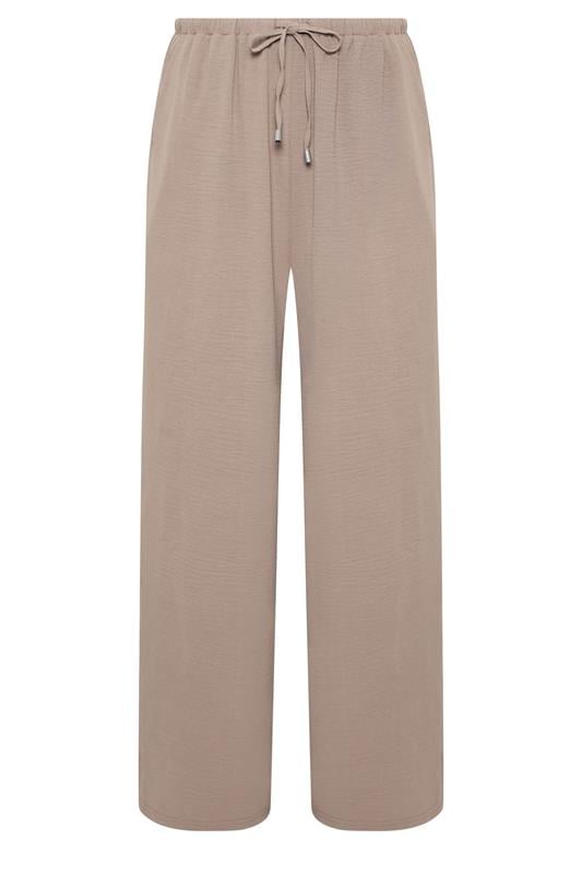 EVANS Plus Size Mocha Brown Tie Waist Wide Leg Trousers | Evans 1